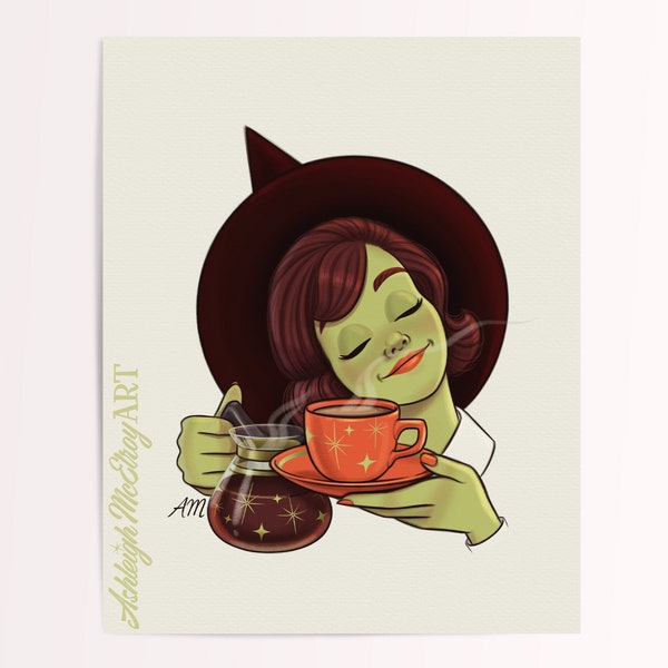 Witch's Brew - Vintage Coffee Ad - Illustration Art Print