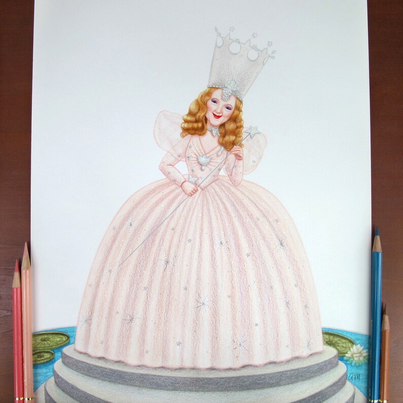 Download Wizard Of Oz Glinda Original Colored Pencil Fan Art Pencil Art Collectibles