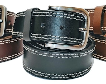 Heavy Duty 1 1/2" Wide CCW Gun Bridle Leather Belt Stitched Belt 1.5 inch Heavy Duty 1 1/2" Wide CCW Gun Bridle Leather Belt Stitched Belt 1.5 inch