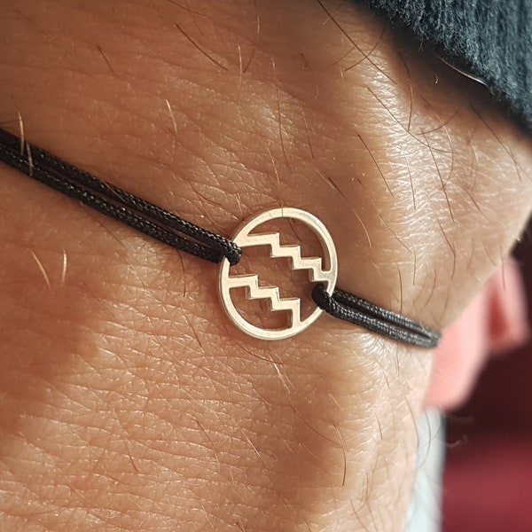 Bracelet en argent du signe du zodiaque Verseau, cadeau pour hommes, femmes et enfants