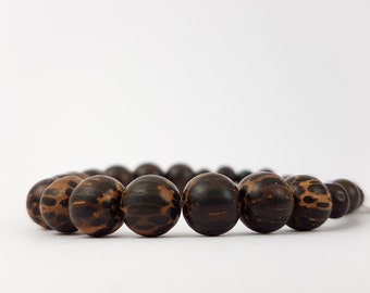 Wood Bead Bracelet, Wood Bracelet Men, Stretch Bracelet, Beaded Bracelet, Wooden Bracelet, Handmade Brown Bracelet, Yoga Bracelet, Stretchy