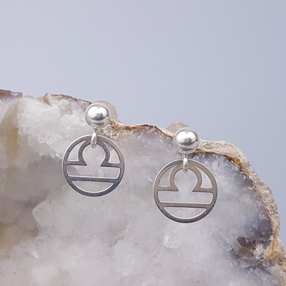 Silver Libra Earrings Zodiac Sign Gifts 