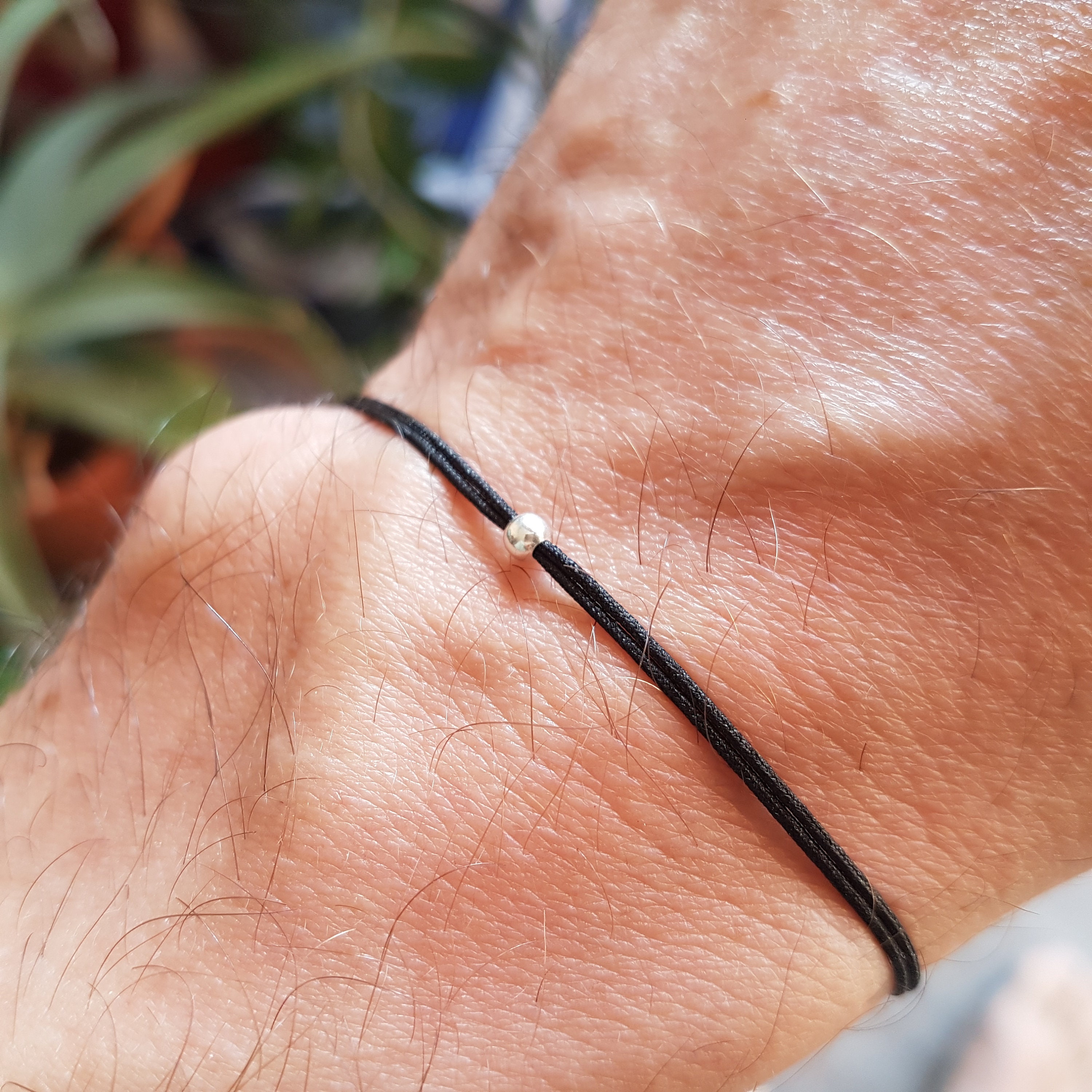 Make a Wish Fine Black Cord Bracelet With a Small 925 Silver Bead