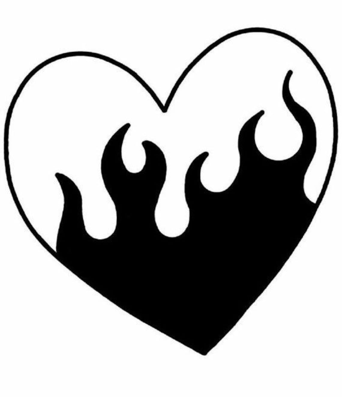 Cuore fiamma svg png file fiamma nera cuore digitiale scaricare ...