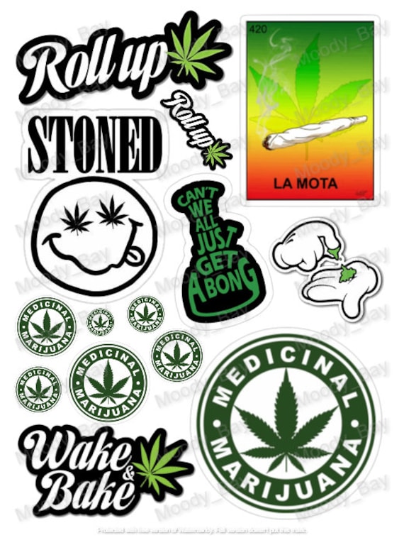 Stoner Sticker Sheet Layout Png File Digital Download Print to Cut 