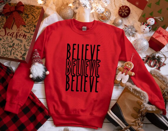 Believe christmas sweater sale