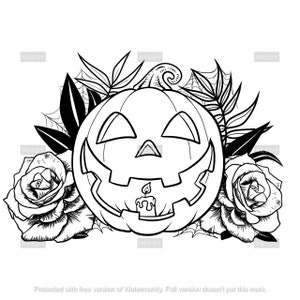 Halloween pumpkin tattoo svg png file digital download