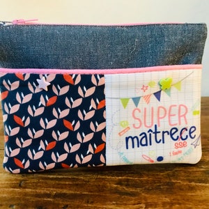 Pencil case - zipped pouch &quot;super mistress&quot;