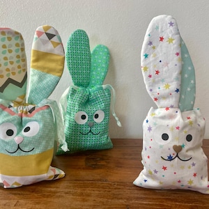 Pochon lapin en coton – Sac cadeau pour Pâques