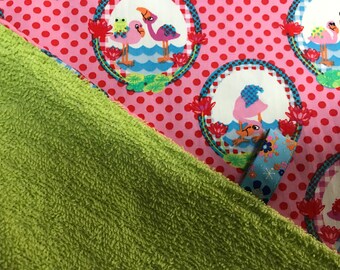 Children's napkin, customizable - Flamingos