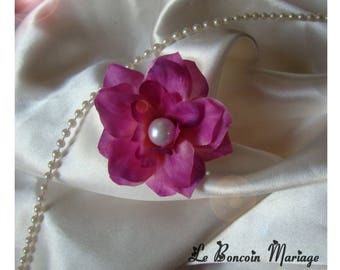 metal flower purple/fuchsia Pearl pearly
