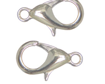 CREATION PERLES LIVRAISON GRATUITE LOT DE 40 FERMOIRS MOUSQUETONS METAL ARGENTE CLAIR 12x6mm