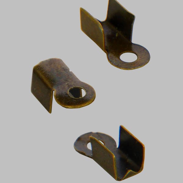 Sachet de  120 embouts cache noeuds à écraser, plier couleur bronze 8,5x4x3,5mm - livraison gratuite