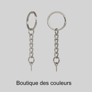 Bag of 12 clasps rings attachment keychain / keys 20mm with chain and silver metal screw rod - free shipping