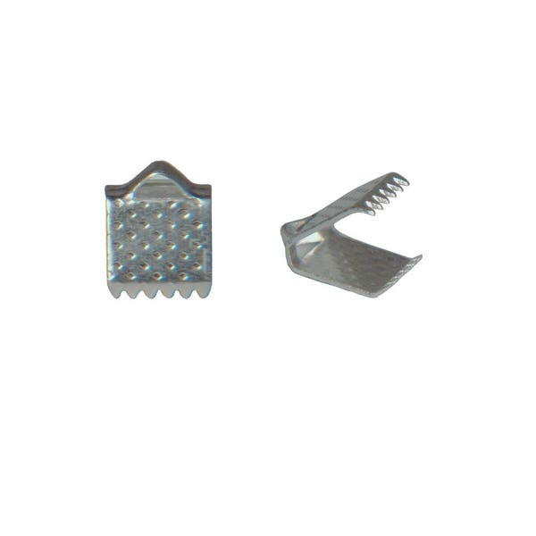 Sachet de 40 embouts pince attache ruban a griffes argenté 7x6mm