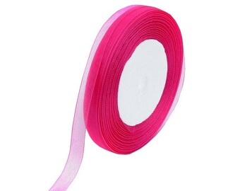 Rouleau de 45 mètres de ruban organza couleur rose fushia 10mm - décoration - mariage - livraison gratuite