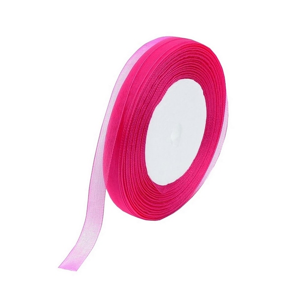 Rouleau de 45 mètres de ruban organza couleur rose fushia 10mm - décoration - mariage - livraison gratuite