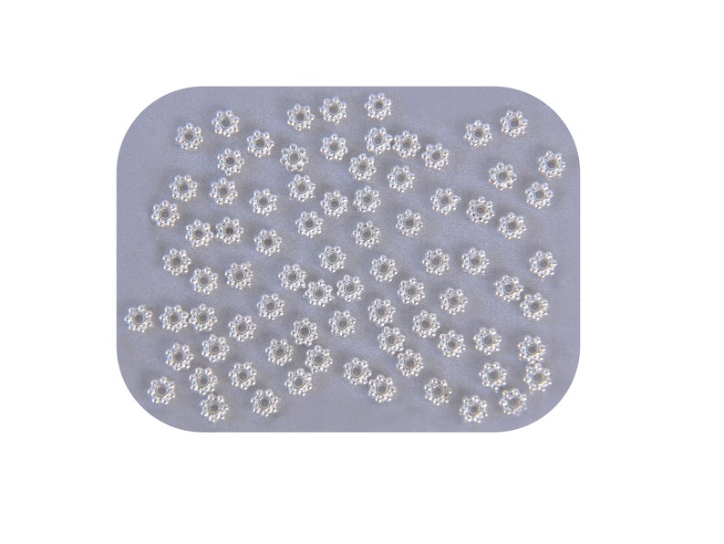 Sachet DE 100 Perles intercalaire Style tibetain Forme Fleur Argente Clair 4mm Bild 1