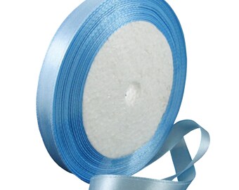 Rouleau de 22 mètres de ruban satin 10mm bleu