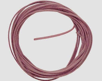 Longueur de 4 mètres de cordon lacet plat aspect daim façon suédine rose mauve 3x1,5mm