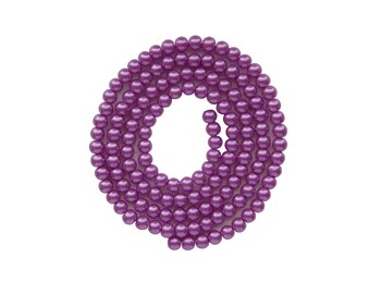 Lot De 5 Perles Céramique Porcelaine Rondes Plates 14mm Violet Mauve - 4558