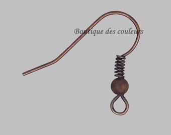 Sachet de 50 crochet support boucles d'oreilles métal cuivre 18mm