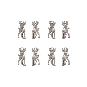 Bag of 8 Pearls Charms Shape deer metal silver color 19x8mm- Free shipping