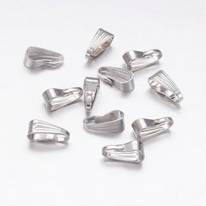Sachet de 50 bélières attaches pendentif  métal argenté 9x3,5x2mm trou 8x3,5mm