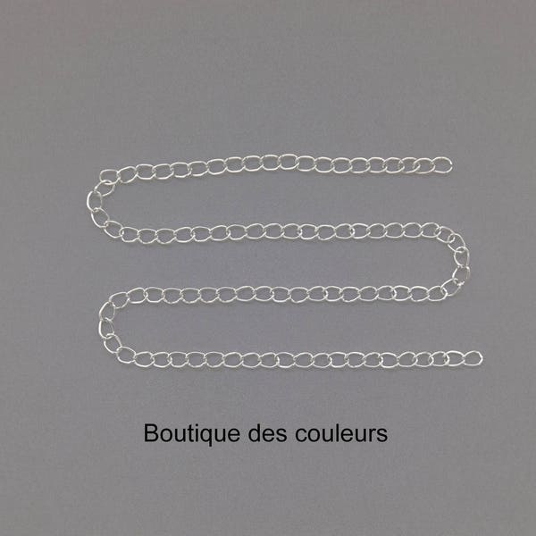 Longueur de 3 mètres de chaine métal argenté clair maillons 5,5x3,5x0,6mm