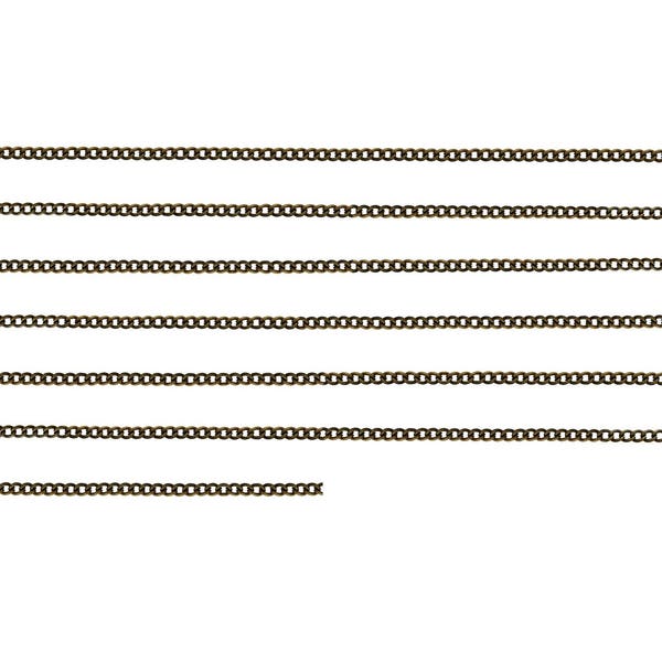 Longueur de 2 mètres de chaine chainette fine métal bronze maillons 3x2x0,5mm