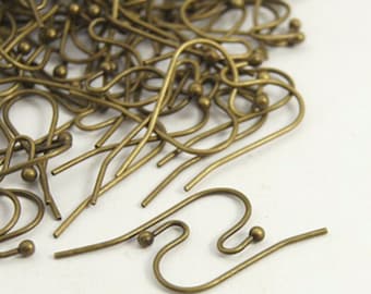 Sachet de 50 crochets supports boucles d'oreilles laiton couleur bronze 22x12x0,75mm