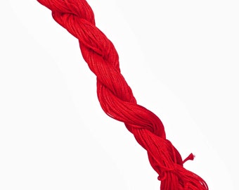 1 écheveau de 24 mètres de fil nylon cordon tressé 1mm couleur rouge orangé- Livraison gratuite