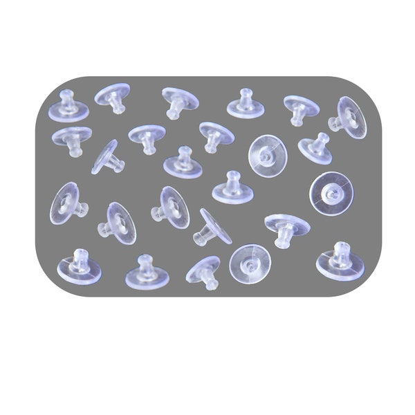 Sachet de 30 fermoirs embouts plastique translucide pour boucles d'oreilles 10x6mm