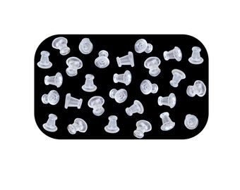 Sachet de 200 fermoirs embouts plastique translucide pour boucles d'oreilles 4,5x4,5mm - trou 0,5mm - Livraison gratuite- Création - perles