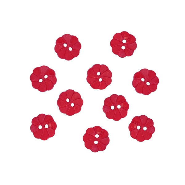 10 boutons ronds fantaisies acrylique couleur rouge 3x2mm - Trous 2mm