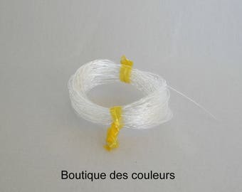 Longueur de 12 mètres de fil nylon semi élastique cristal transparent 0,6mm