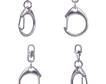 Sachet de 4 anneaux attaches fermoirs porte clés/ cléfs 46x22mm couleur argenté