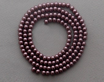 Thread of 140 round pearls pearlescent glass light brown 6mm - Free shipping