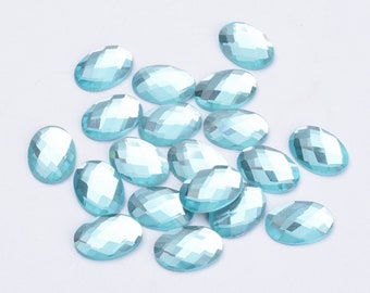 sachet of 8 rhinestone pearls faceted drops to stick blue 18x13x4mm