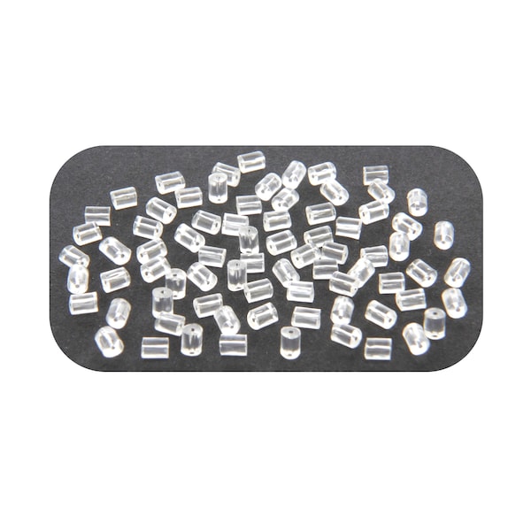 Sachet de 200 (3,50g) fermoirs embouts plastique forme tube  3mm pour boucles d'oreilles