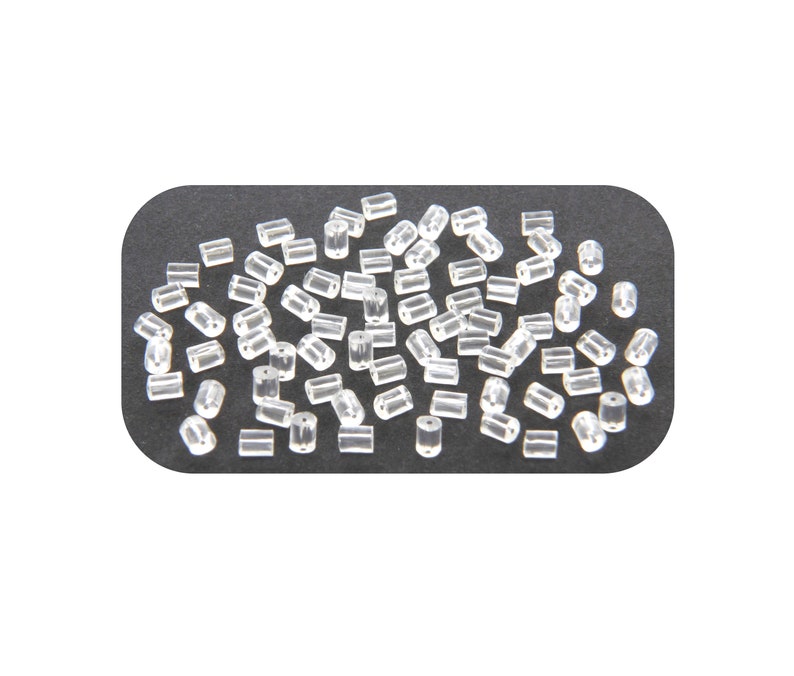 Bag of 200 3.50g 3mm tube-shaped plastic end clasps for earrings image 1