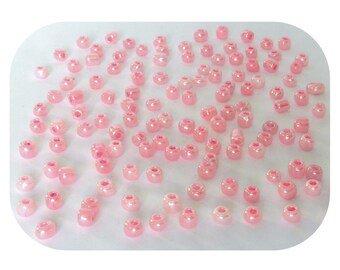 Sachet de 450 (32g) perles de rocailles verre rose aspect nacré  diamètre 4mm - livraison gratuite