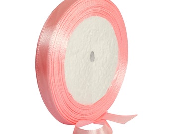 Rouleau de 22 mètres de ruban satin 10mm rose clair