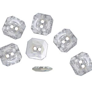 Bag of 20 fancy buttons acrylic rhinestone translucent 11x11x3mm - 2 Holes