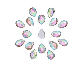 15 Perles Strass Cabochon Acrylique Multicolore 16mm - Ronde, à Coller, Pour Bijoux