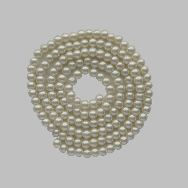 Fil de 140 perles rondes verre nacré blanc cassé 6mm