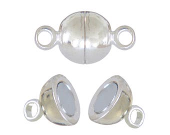 Bag of 6 sets of magnetic clasps half circle light silver metal 11x6mm - Free delivery