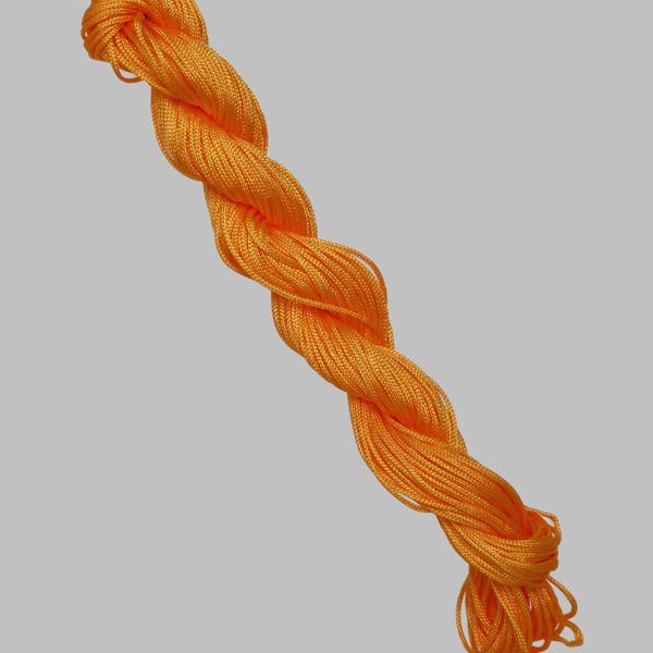 1 écheveau de 24 mètres de fil nylon cordon tressé 1mm orange clair - Livraison gratuite