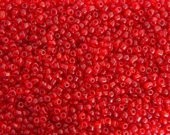 Sachet de 450 (33g) perles de rocailles verre rouge translucide diamètre 4mm