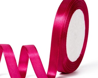 Rouleau de 22 mètres de ruban satin 10mm rose fuchsia